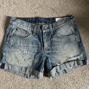 Rag & Bone surfer rep distressed denim jean shorts 25